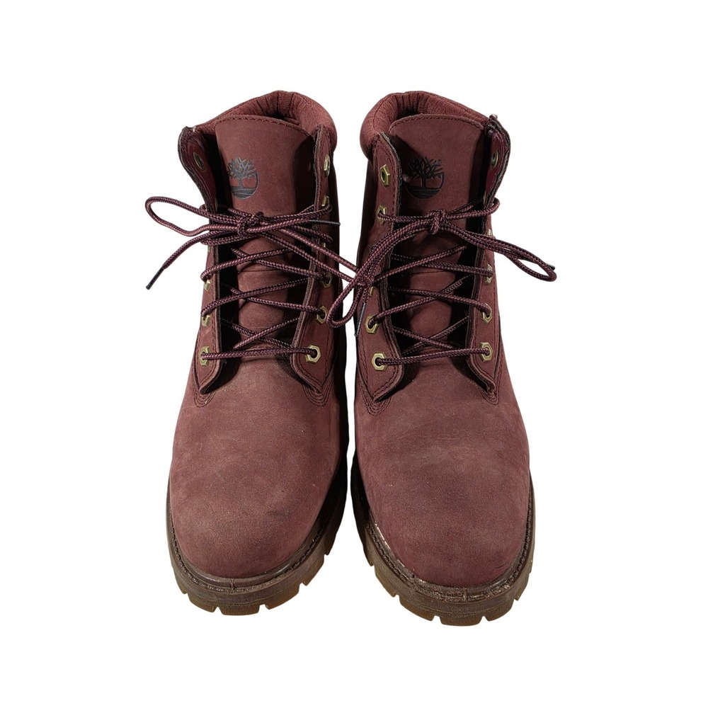 Timberland 6 Inch Premium Waterproof Boots Burgundy Nubuck A23JK Womens 10